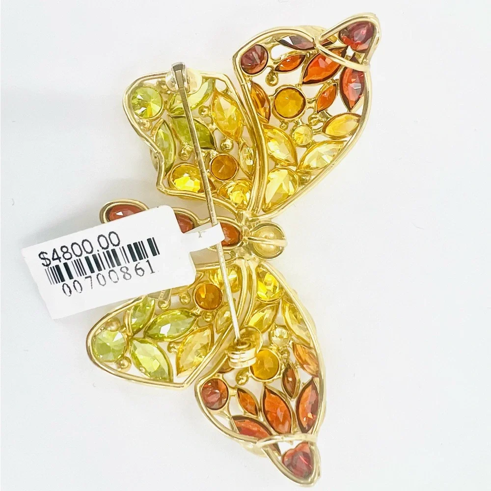 14K Yellow Gold (not plated) Yellow Filigree Butterfly Brooch and Pendant - Picture 3 of 5